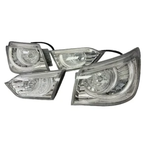 Full kit of 2014-2017 Infiniti Q50 white transparent taillights front view.