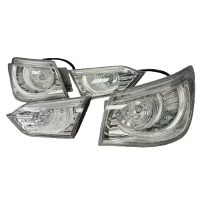 Full kit of 2014-2017 Infiniti Q50 white transparent taillights front view.