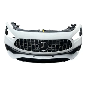 Front view of Mercedes-Benz GLA front bumper assembly with Panamericana grille